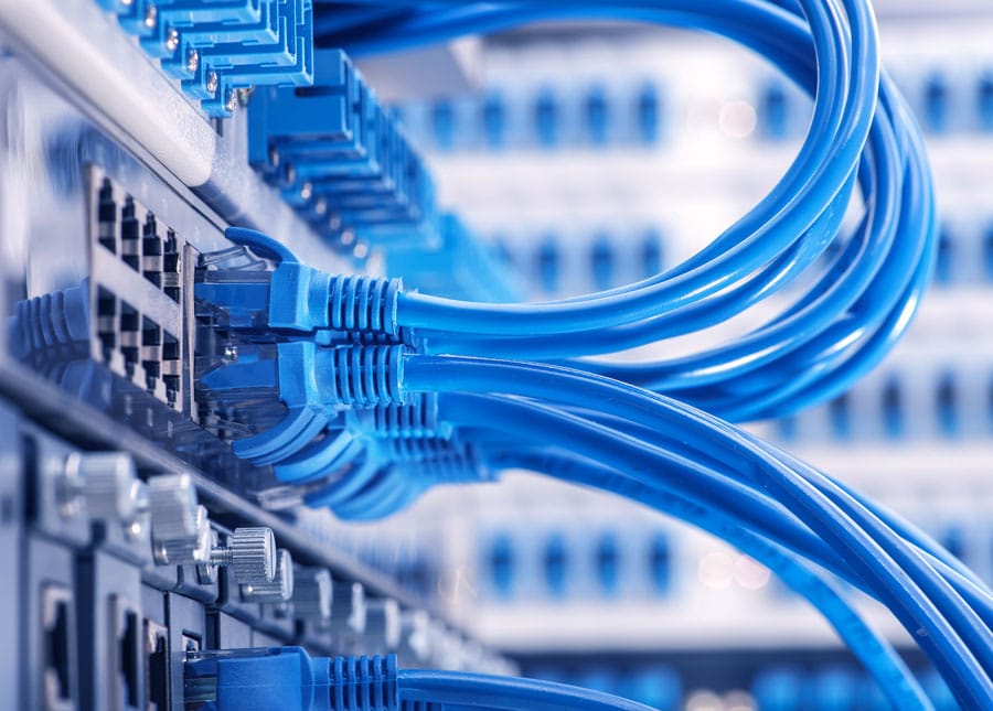 Closeup of Data Cabling in Server Room